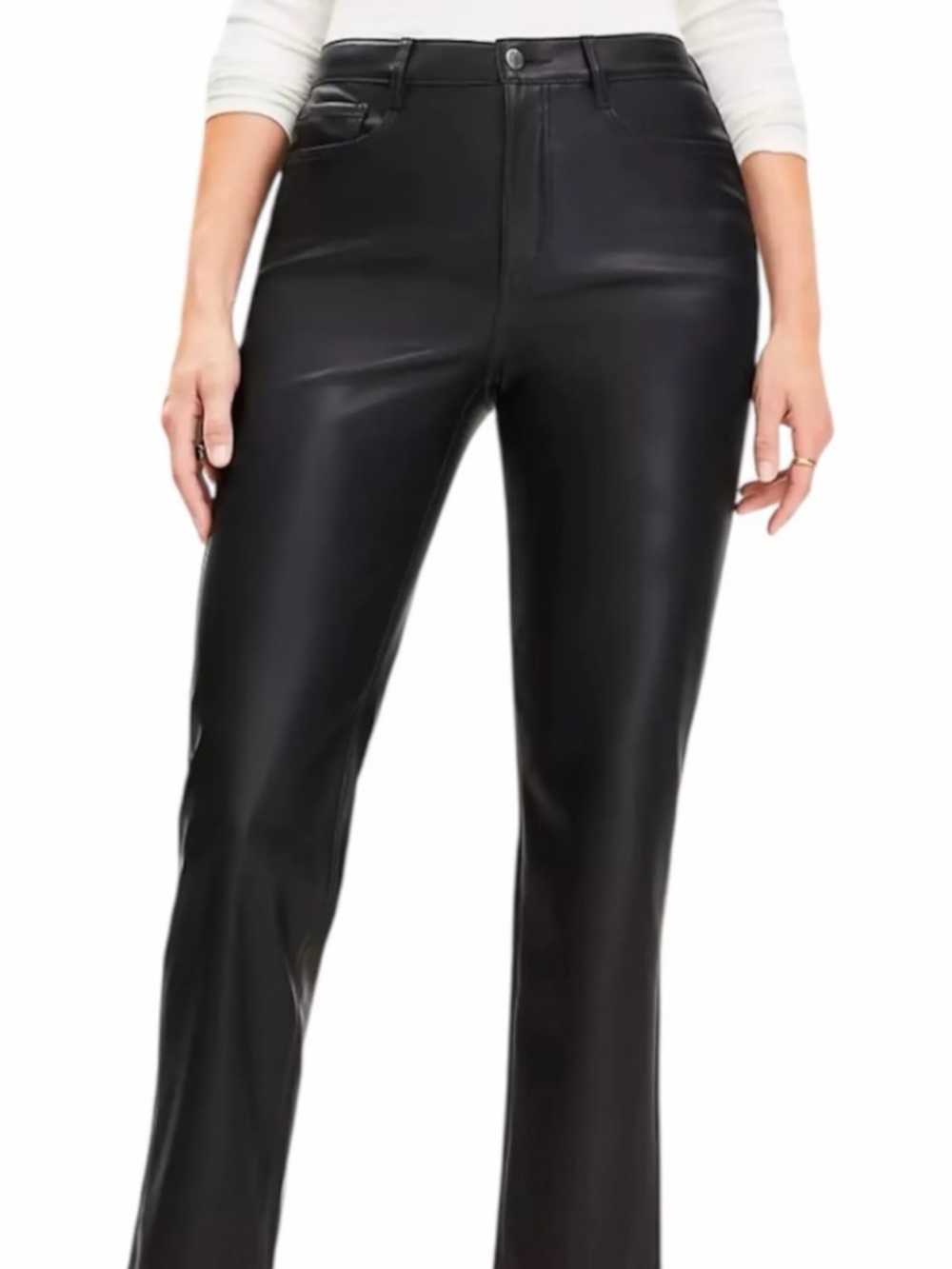 Loft Faux Leather Straight-Leg Pants - Black